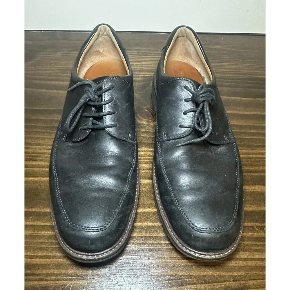 ECCO Holton Oxford Black Dress Lace Up Shoes Leather Apron Toe Men's US 11 EU 45